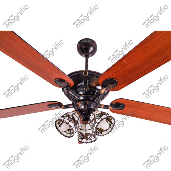 Canberry Dark Wood Magnific Vintage Classic Antique Ceiling Fans - Enlarged View