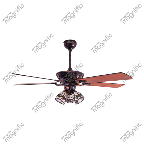 Canberry Dark Wood Magnific Vintage Classic Antique Ceiling Fans - Side View
