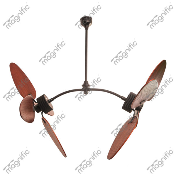 Dual Light Pine Wood Magnific Colossal Fan - Side View