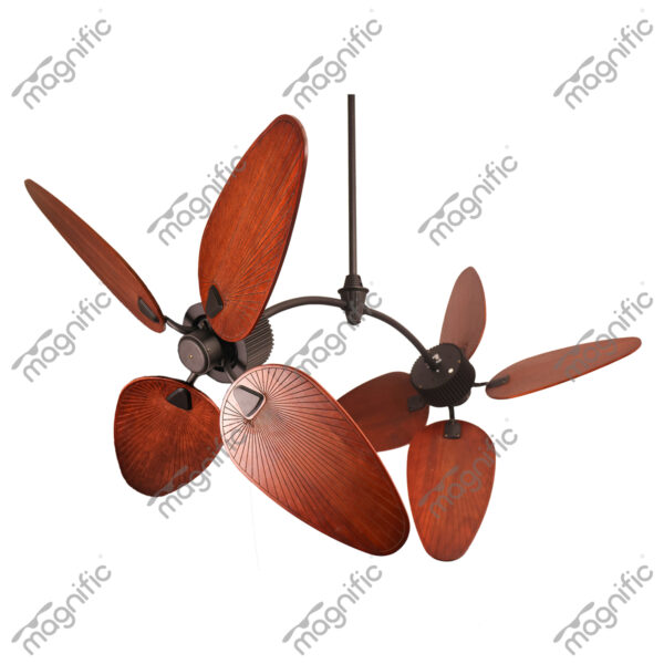 Dual Light Pine Wood Magnific Colossal Fan - Right Side View