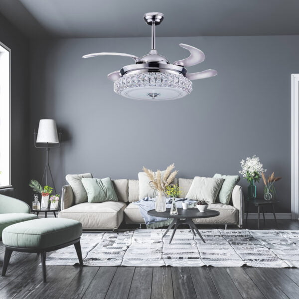 Emerald Crome Finish Magnific Crystal Ceiling Fans