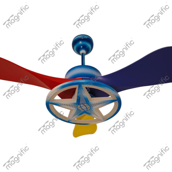 Galaxy Red, Yellow & Dark Blue Magnific Kid'S Room Designer Ceiling Fans - Enlarged View