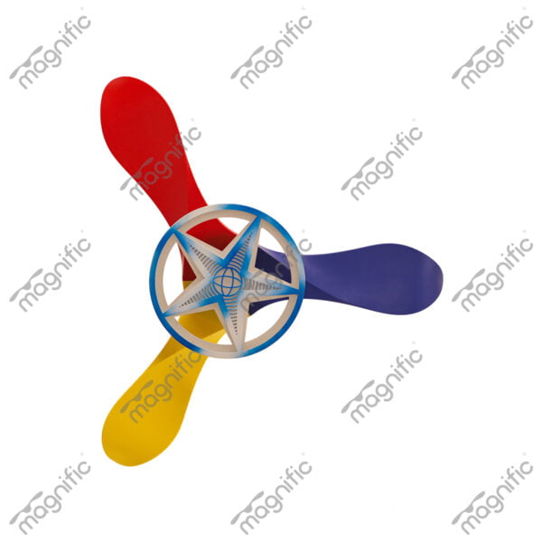 Galaxy Red, Yellow & Dark Blue Magnific Kid'S Room Designer Ceiling Fans - Top View
