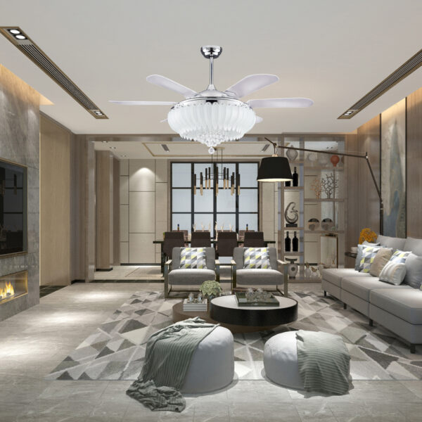 Merc Crome Finish Magnific Crystal Ceiling Fans