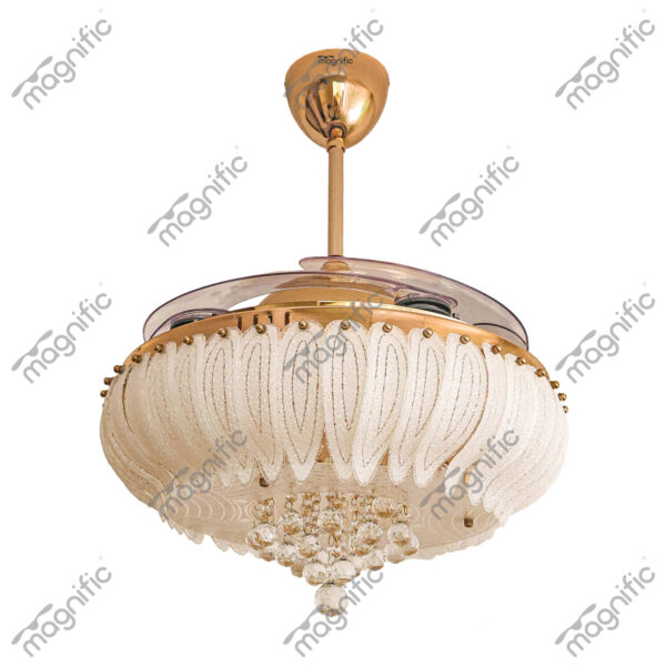 Merc French Gold Magnific Crystal Ceiling Fans - Front View