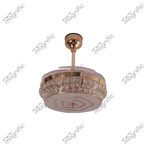 Platinum French Gold Magnific Crystal Ceiling Fans - Front View