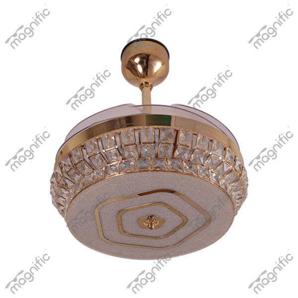 Platinum French Gold Magnific Crystal Ceiling Fans - Enlarged View