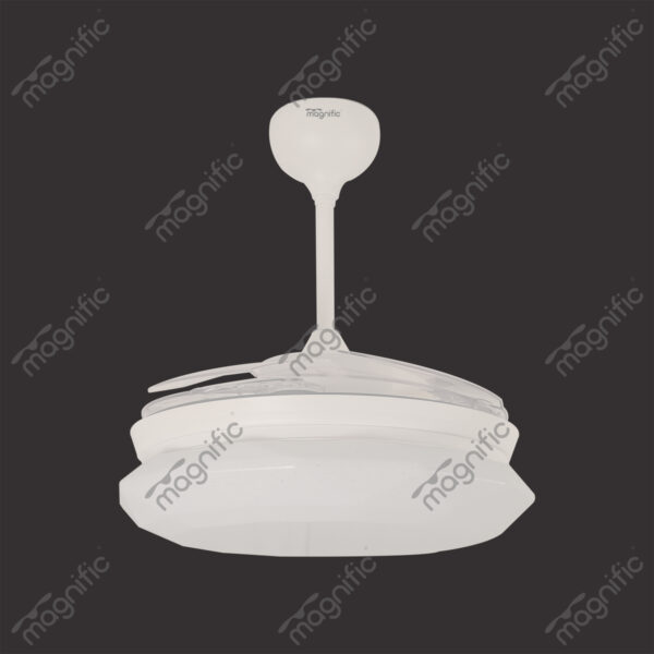 Rays Matte White Magnific Contemporary Designer Ceiling Fans - Side View