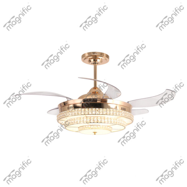 Rolex French Gold Magnific Crystal Ceiling Fans - Front View