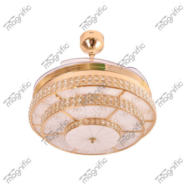 Rolex French Gold Magnific Crystal Ceiling Fans - Enlarged View