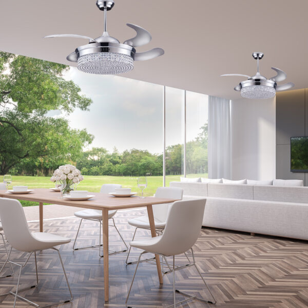 Solitaire Crome Finish Magnific Crystal Ceiling Fans