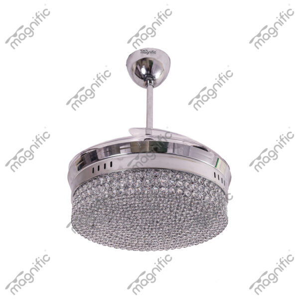 Solitaire Crome Finish Magnific Crystal Ceiling Fans - Enlarged View